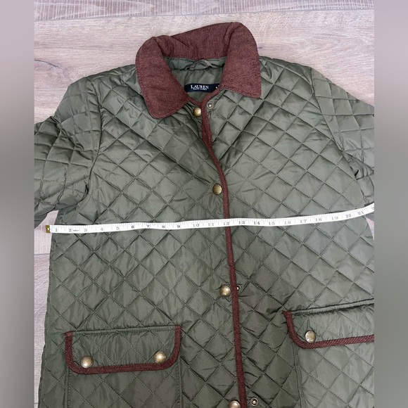 Ralph Lauren Olive Quilted Puffer with Brown Trim - Picture 15 of 15